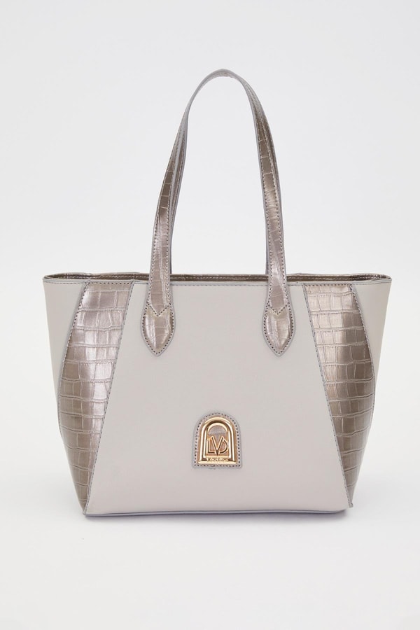 LevidorA.Gri Deri Detay Omuz Çantası