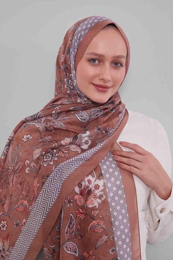 LevidorA.Kahve Lale Desen Sport Şal