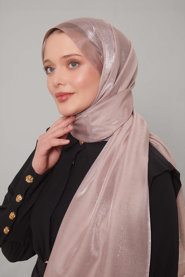 LevidorA.Menekşe Şerit Desen Kehribar Şal