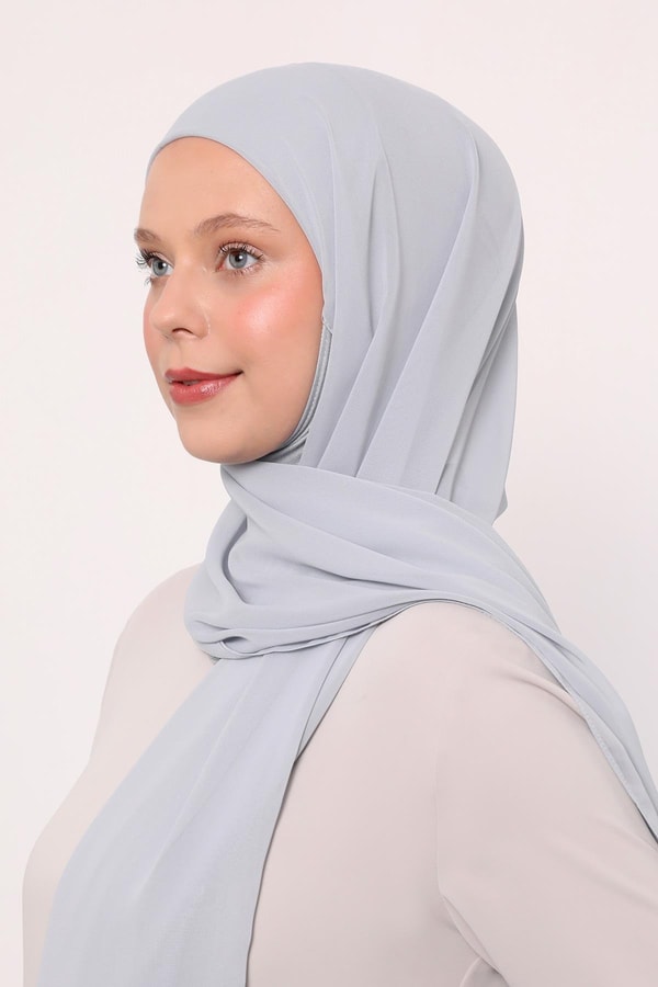 LevidorA.Gri Büyük Hijap Şifon Şal