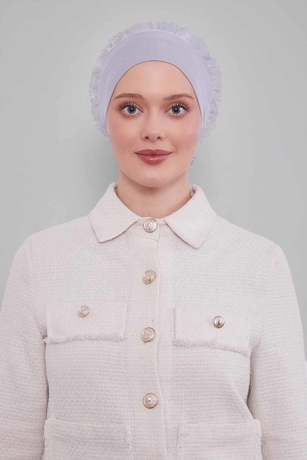 LevidorA.Gri Silikonlu Dikişsiz Fırfırlı Bone