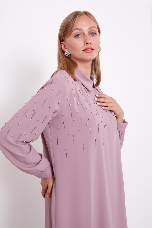 LevidorA.Lila İnci Detaylı Tunik