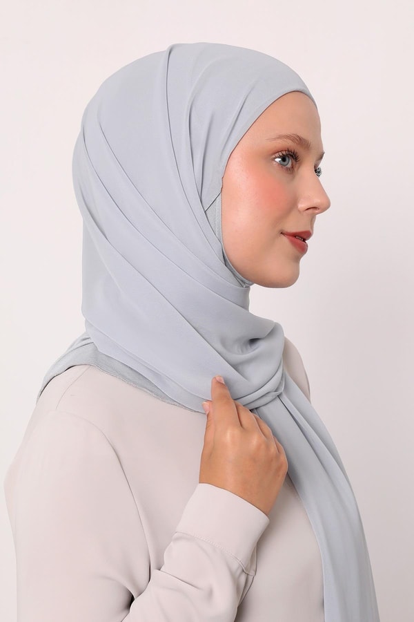 LevidorA.Gri Büyük Hijap Şifon Şal