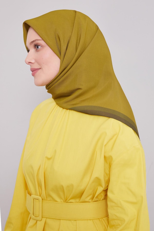 LevidorA.Haki Kenar Şerit Aura Eşarp