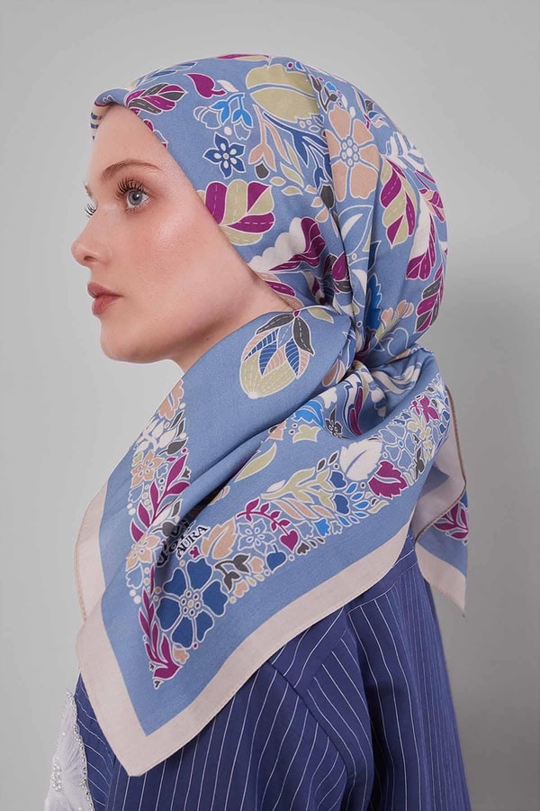 LevidorA.Vizon Çiçek Yaprak Desen Aura Eşarp