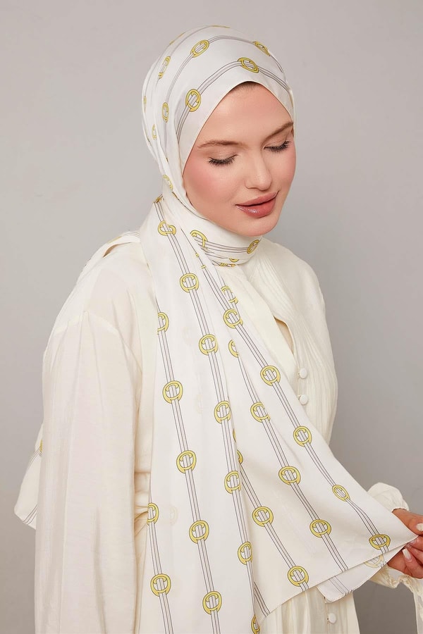 LevidorA.Bej Çizgili Halka Desen Club Şal