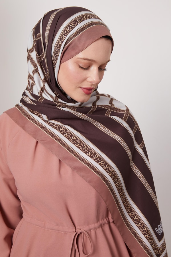 LevidorA.Kahve Varak Desen Love Şal