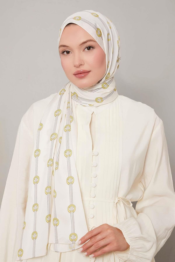 LevidorA.Bej Çizgili Halka Desen Club Şal