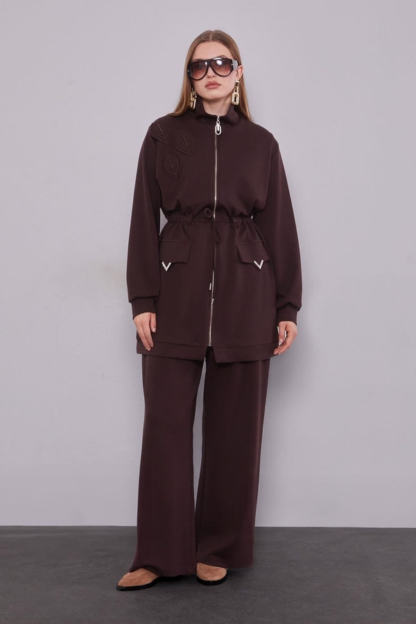 LevidorAcı Kahve Cep Aksesuar Detaylı İkili Takım