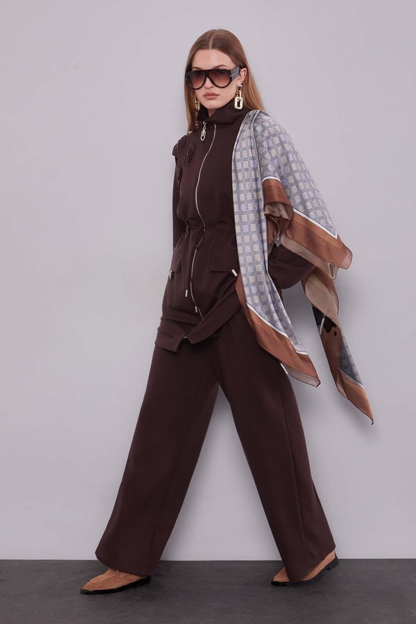 LevidorAcı Kahve Cep Aksesuar Detaylı İkili Takım