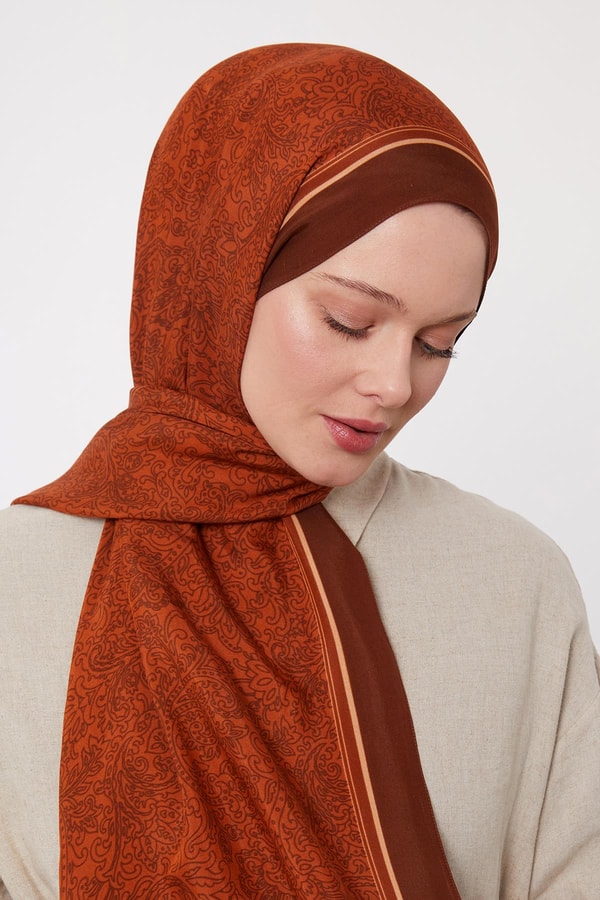 LevidorAcı Kahve Çini Desen Royal Şal