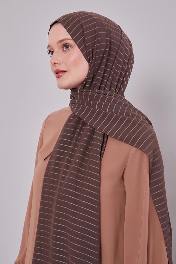 LevidorAcı Kahve Çizgili Cazz Şal