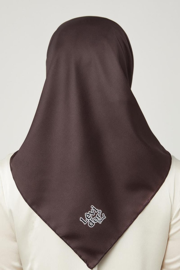 LevidorAcı Kahve Düz Renk Trend Twill Eşarp