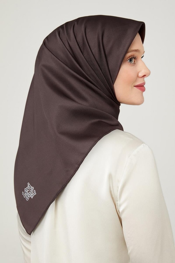 LevidorAcı Kahve Düz Renk Trend Twill Eşarp