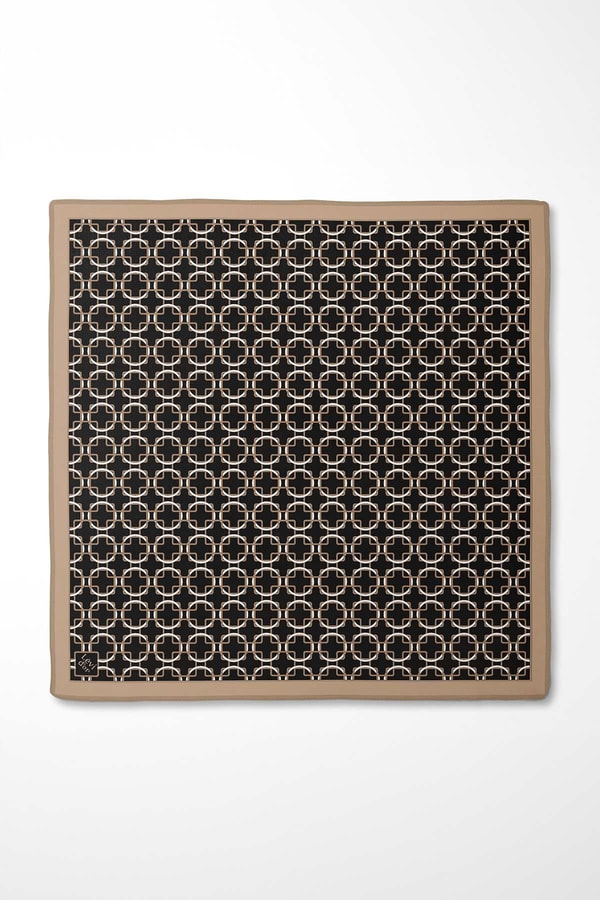 LevidorAcı Kahve Eliptik Desen Twill İpek Eşarp