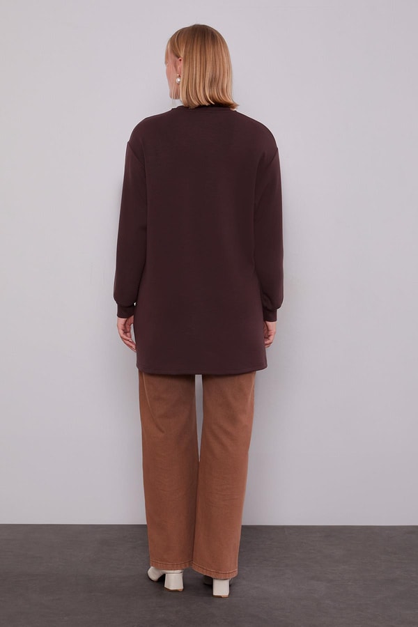 LevidorAcı Kahve İnci Detaylı Sweatshirt