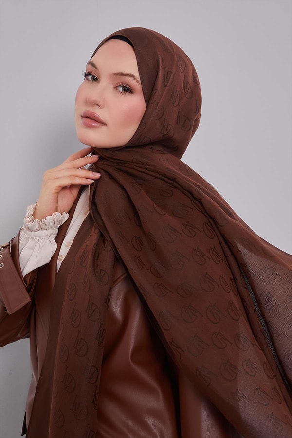LevidorAcı Kahve LVD Baskılı Naia Jakar Şal