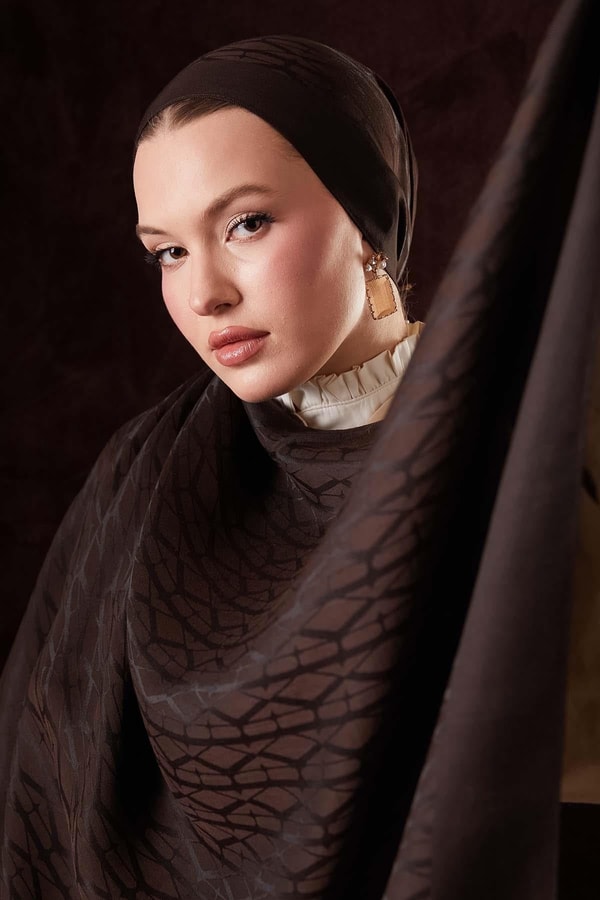 LevidorAcı Kahve Sarmal Desen Naia Jakar Şal