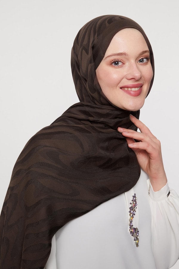 LevidorAcı Kahve Soyut Desen Grazia Şal