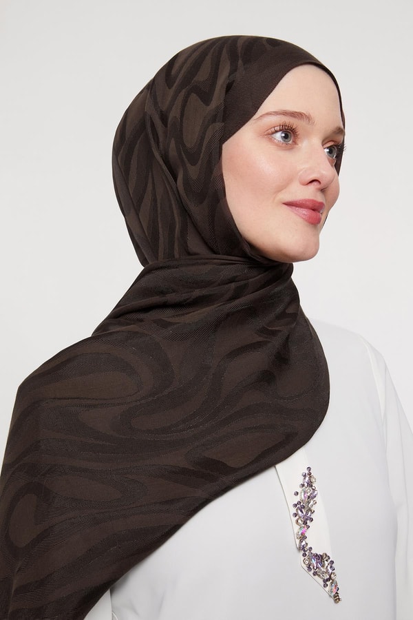 LevidorAcı Kahve Soyut Desen Grazia Şal