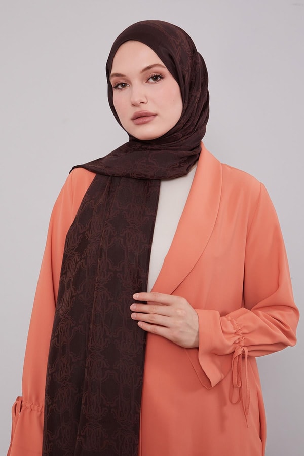 LevidorAcı Kahve Tuğra Desen Grazia Şal