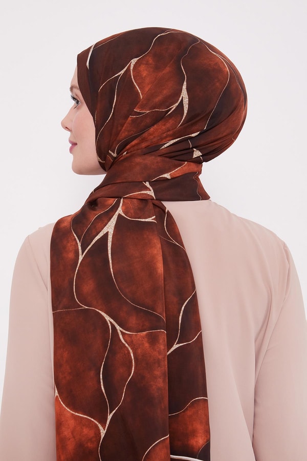 LevidorAcı Kahve Varak Desen Royal Şal