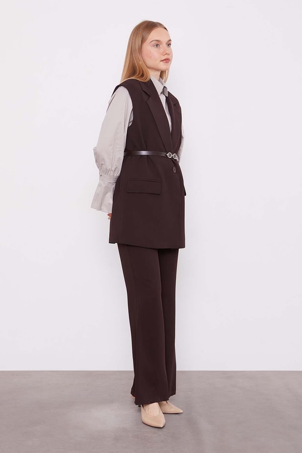 LevidorAcı Kahve Yelekli İkili Takım