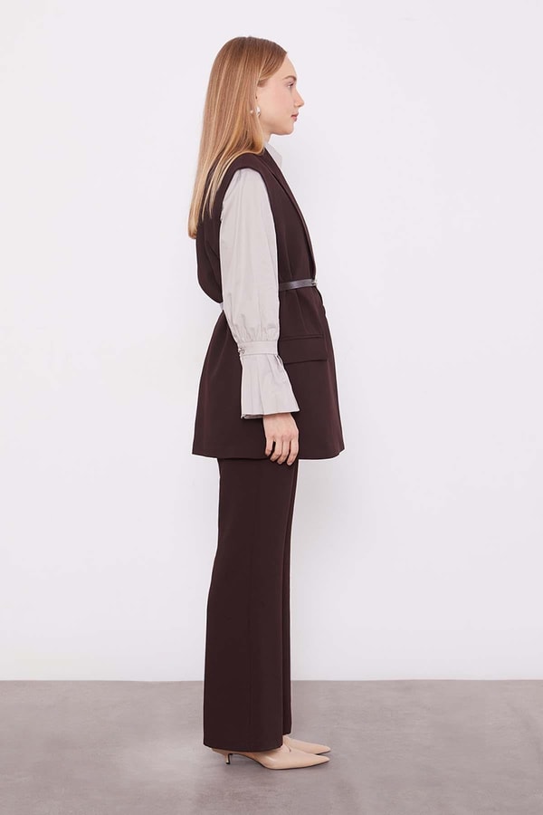 LevidorAcı Kahve Yelekli İkili Takım