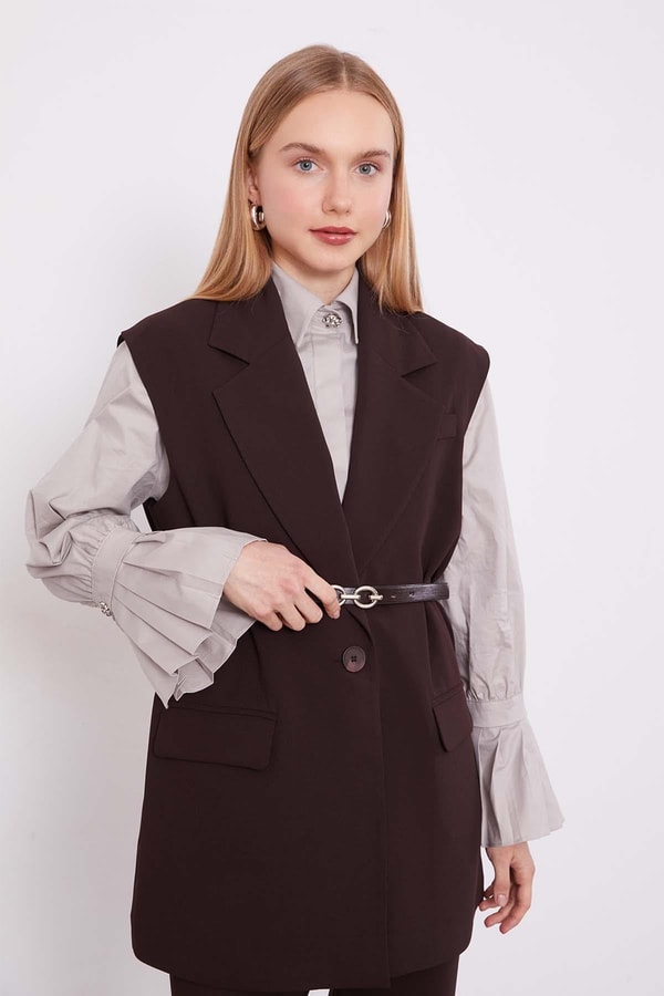 LevidorAcı Kahve Yelekli İkili Takım