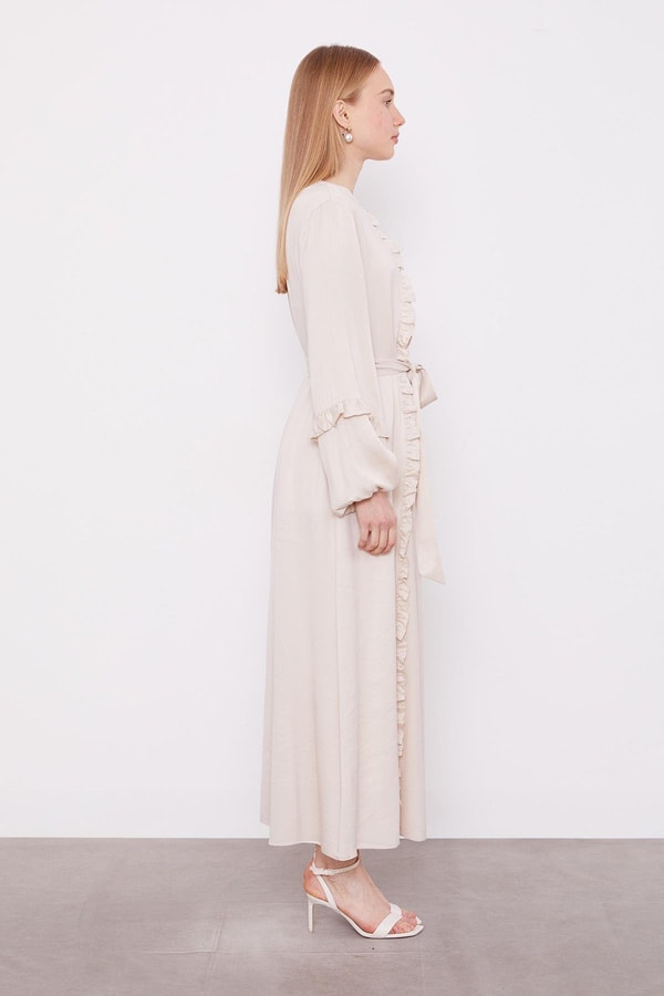 LevidorAÇIK BEJ Kuşak Detaylı Cupra Elbise
