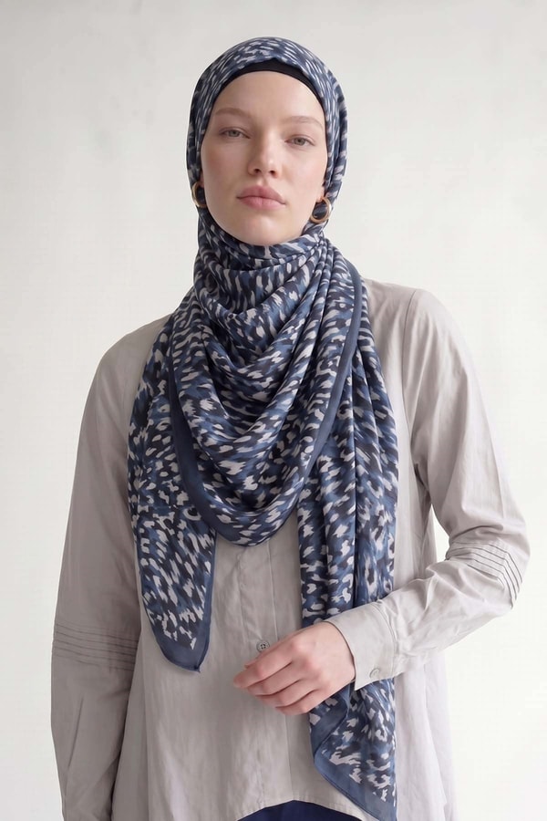 LevidorAçık Lacivert Leopar Dokulu Sport Şal