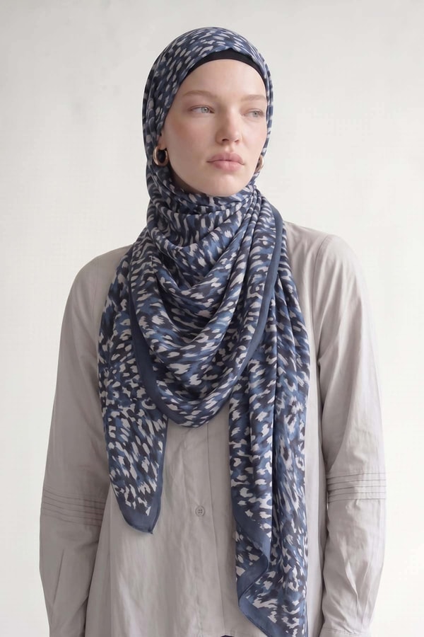 LevidorAçık Lacivert Leopar Dokulu Sport Şal