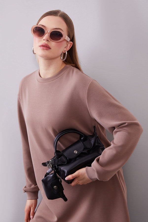 LevidorAçık Vizon Kol Manşetli Basic Sweat