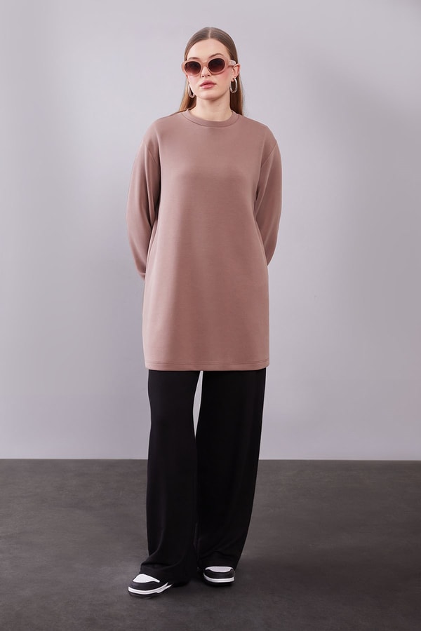LevidorAçık Vizon Kol Manşetli Basic Sweat