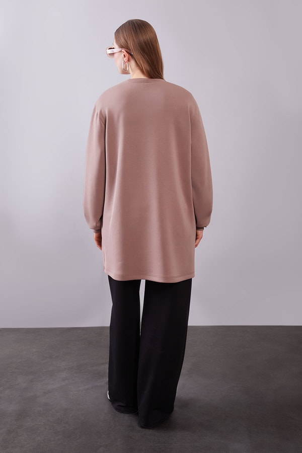 LevidorAçık Vizon Kol Manşetli Basic Sweat