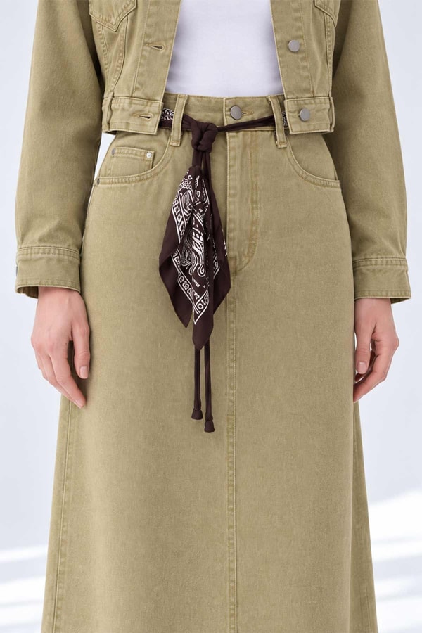 LevidorAksesuar Detaylı Denim Etek Sarı