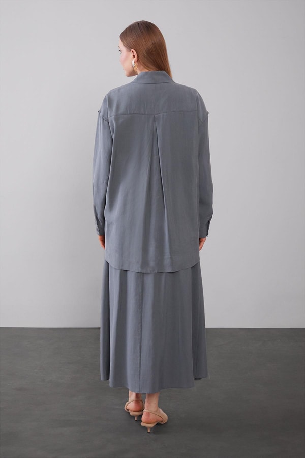 LevidorAntrasit Boncuk Bağlama Detaylı Etek Takım