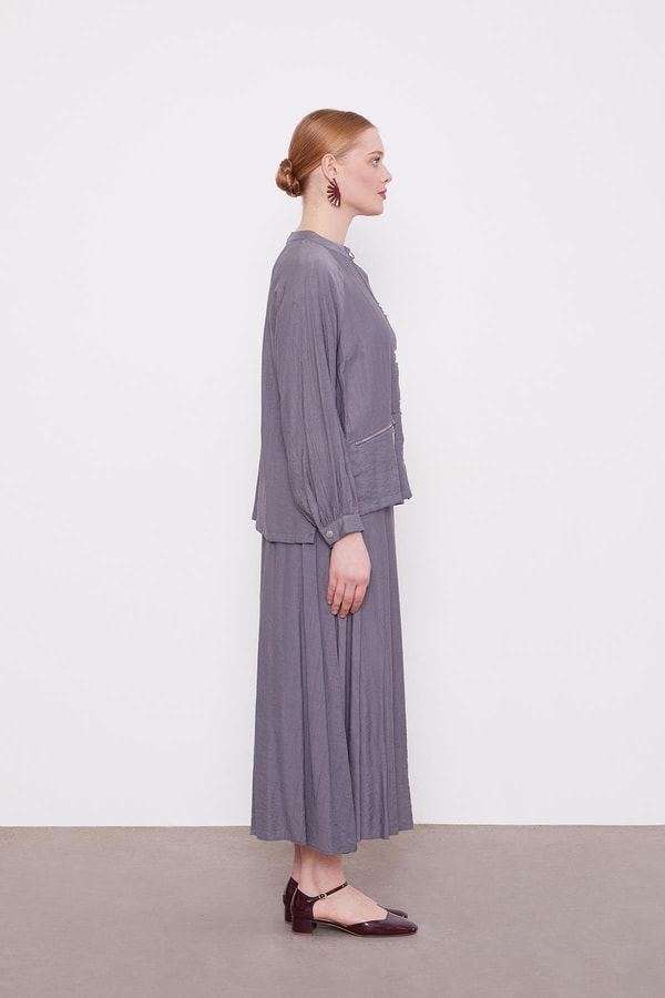 LevidorAntrasit Çift Düğme Detaylı Etekli Takım