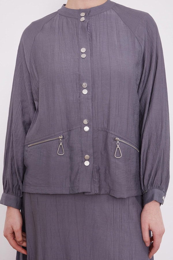 LevidorAntrasit Çift Düğme Detaylı Etekli Takım