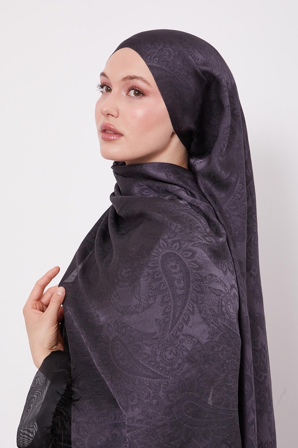LevidorAntrasit Etnik Desen İtalyan Jakar Şal