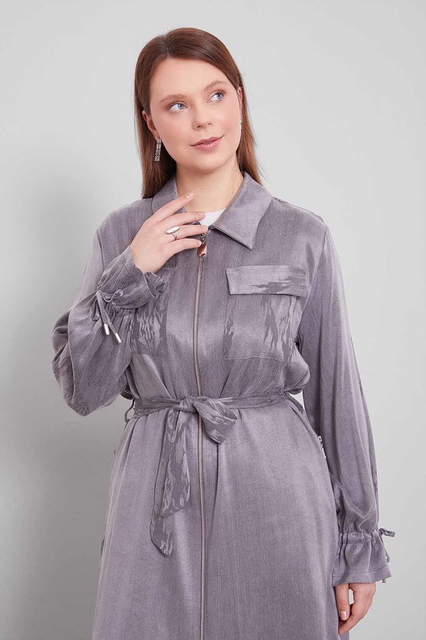 LevidorAntrasit Fermuar Kapamalı Cupra Tunik