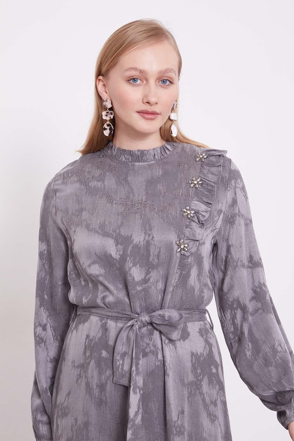 LevidorAntrasit Fırfır Detayı Elbise