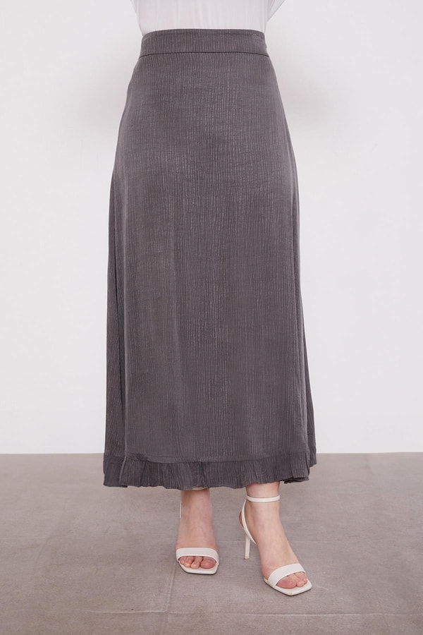 LevidorAntrasit Fırfır Detaylı Cupra Etek Takım