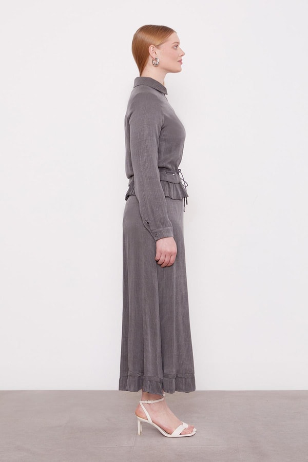 LevidorAntrasit Fırfır Detaylı Cupra Etek Takım