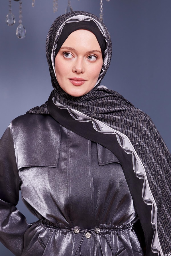 LevidorAntrasit Labirent Desen Royal Şal