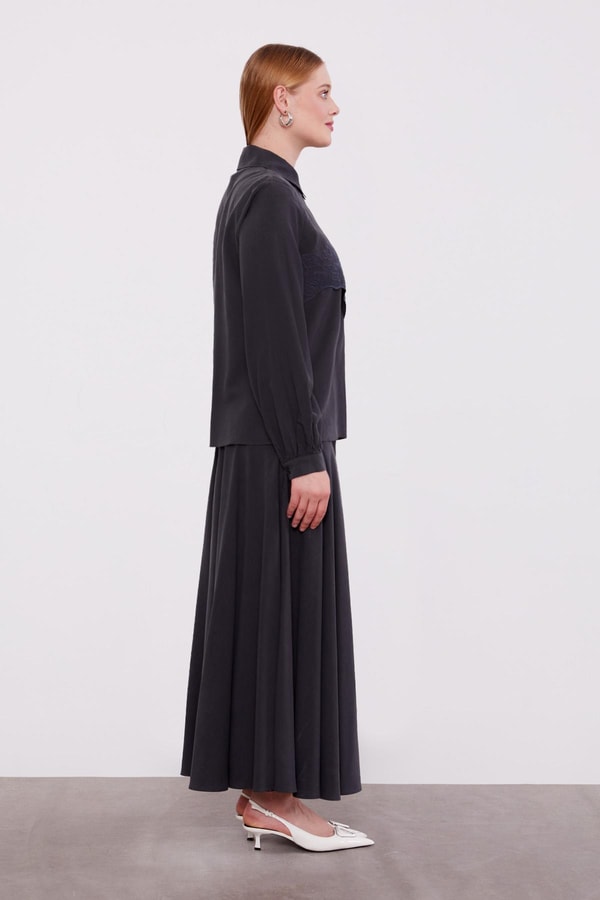 LevidorAntrasit Nakış Detaylı Cupra Etek Takım