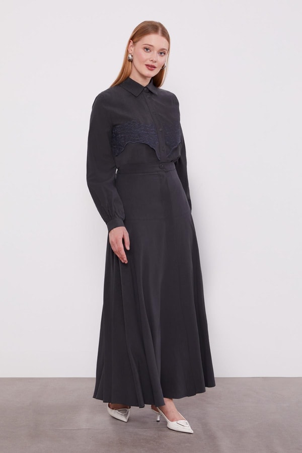 LevidorAntrasit Nakış Detaylı Cupra Etek Takım