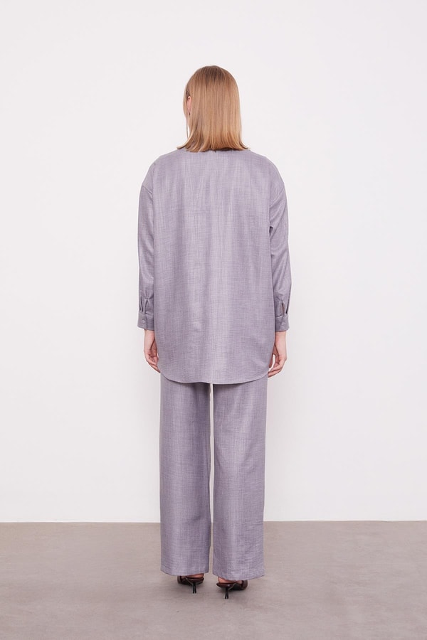 LevidorAntrasit Nakış Gül Detaylı Tunik Takım