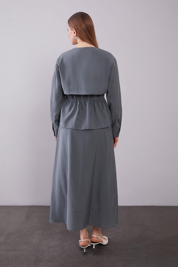 LevidorAntrasit Omuz Fermuar Detaylı Etek Takım