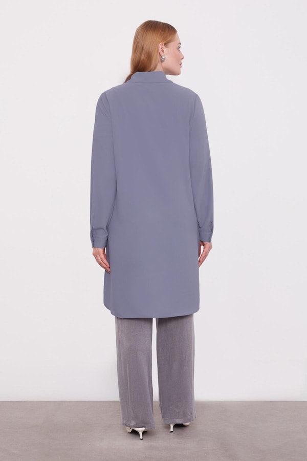 LevidorAntrasit Omzu Kare Taşlı Tunik